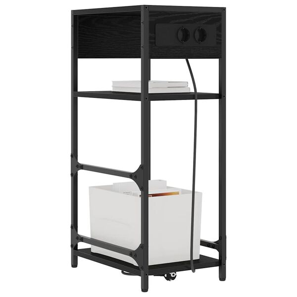 vidaXL Arm&aacute;rio de Cabeceira Carvalho Preto 40 x 27 x 76 cm