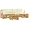 vidaXL Conjunto de Sof&aacute;s para Exterior 6 pcs Branco e Creme