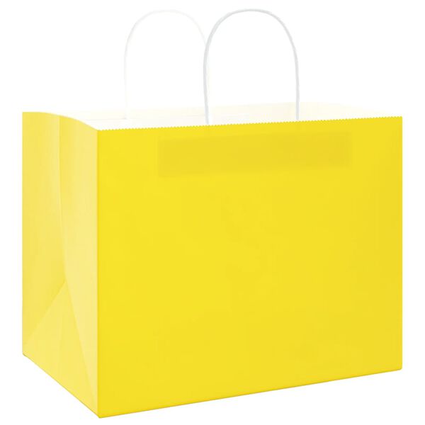 vidaXL Sacos de papel 50 unid com al&ccedil;as amarelo 32x22x24 cm