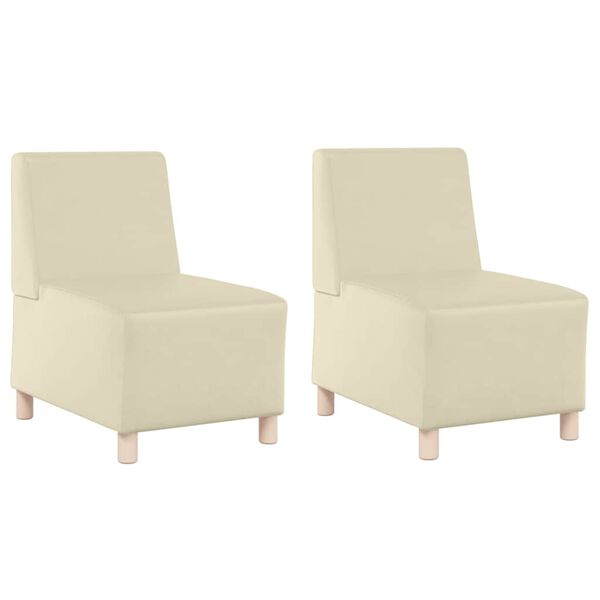 vidaXL Unidade de Sof&aacute; Modular Sem Bra&ccedil;os 2 pcs Creme 55 x 74 x 82 cm