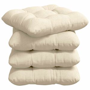 vidaXL Almofadas de Assento 4 unid. Tecido de Veludo Cotele Creme