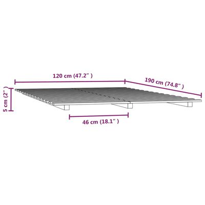 vidaXL Estrutura de cama 120x190 cm pinho maciço preto