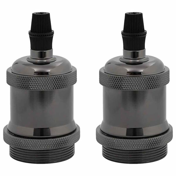 vidaXL Casquilhos de l&acirc;mpadas 2 pcs Preto brilhante E27