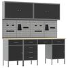 vidaXL Arm&aacute;rio de Trabalho 10 unid. Preto Madeira de Engenharia e A&ccedil;o