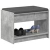 vidaXL Banco de Hall com almofada Cinzento Concreto 63 x 38 x 45 cm