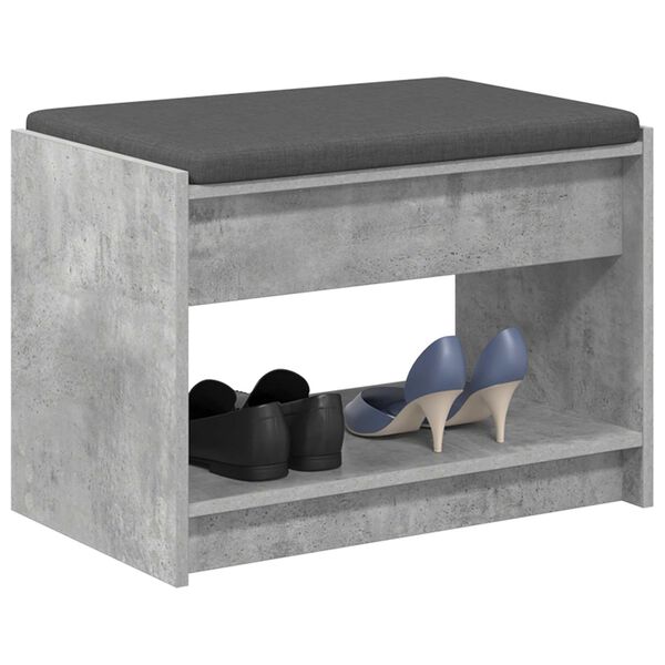 vidaXL Banco de Hall com almofada Cinzento Concreto 63 x 38 x 45 cm
