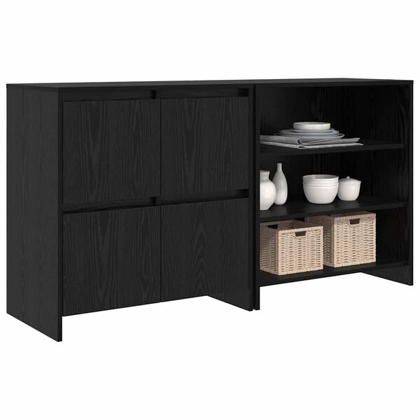 vidaXL Buffet 2 pcs Carvalho Preto 70 x 41 x 75 cm Madeira processada