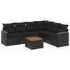 vidaXL 7 pcs conjunto de sof&aacute;s p/ jardim c/ almofad&otilde;es vime PE preto