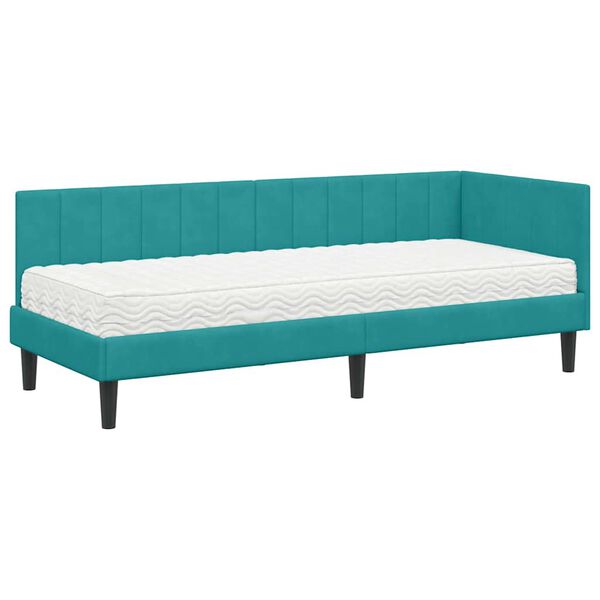 vidaXL Estrutura de Cama de Canto Turquesa 80 x 200 cm Veludo