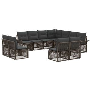vidaXL Conjunto de Sof&aacute; de Jardim 11 pcs Cinzento vime PE