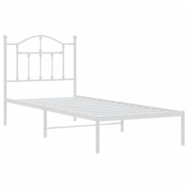 vidaXL Estrutura de cama com cabeceira 90x190 cm metal branco
