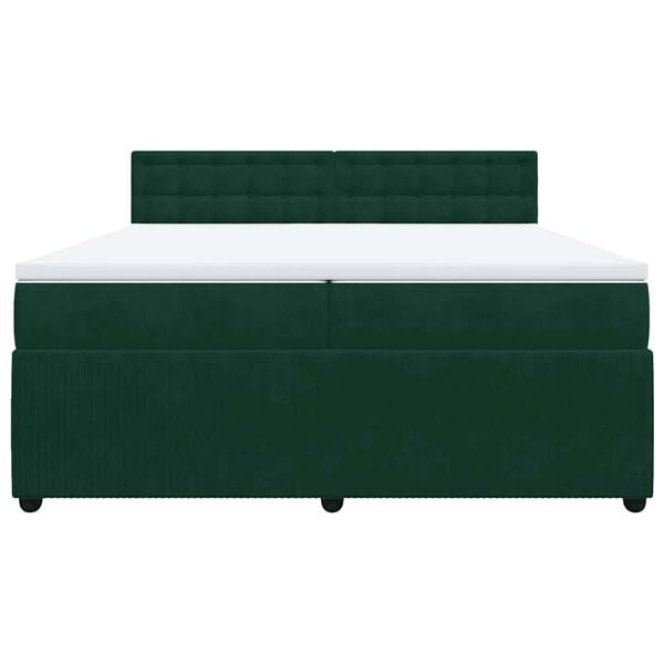 vidaXL Cama com molas/colch&atilde;o 200x200 cm veludo verde-escuro