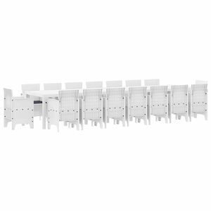 vidaXL Conjunto de Jantar para Jardim com Almofadas 17 pcs Branco PP