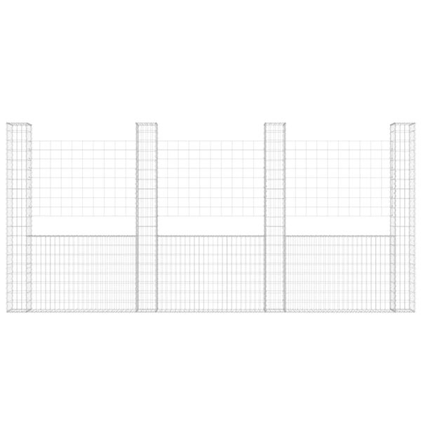 vidaXL Cesto gabião em forma de U c/ 4 postes 380x20x200 cm ferro