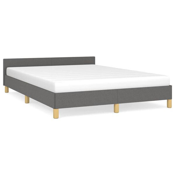 vidaXL Estrutura de cama sem colch&atilde;o 140x190 cm tecido cinzento-escuro