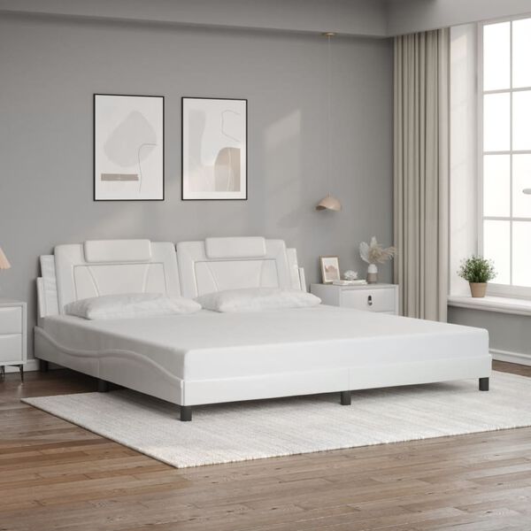 vidaXL Estrutura de cama Viana com LED sem colch&atilde;o 200x200 cm branco