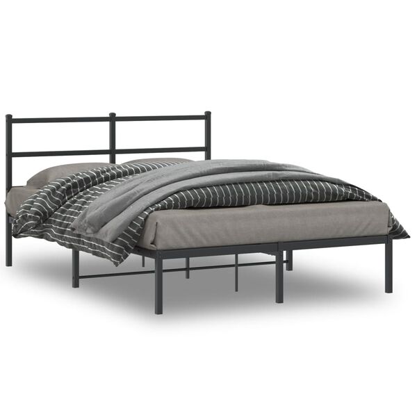 vidaXL Estrutura de cama com cabeceira 135x190 cm metal preto