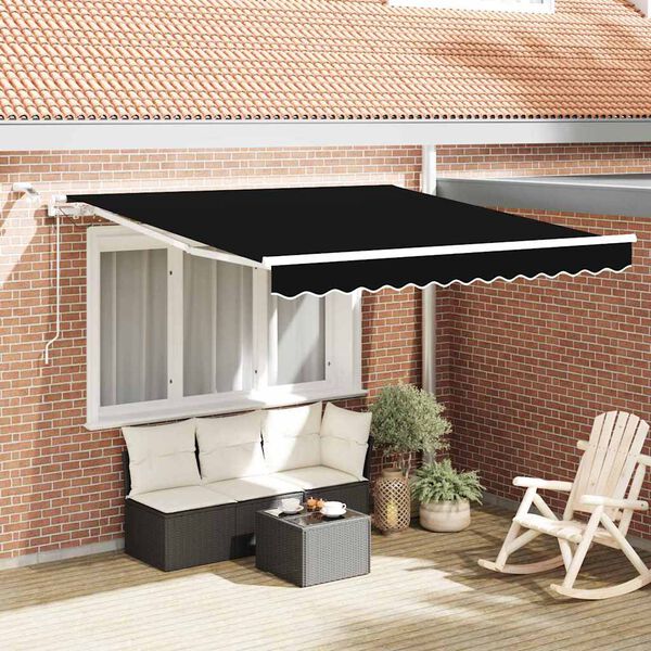 vidaXL Toldo Retr&aacute;til Preto 300 x 250 cm Poli&eacute;ster e Metal