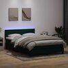 vidaXL Cama box spring c/ colch&atilde;o e LED 160x220 cm veludo verde-escuro