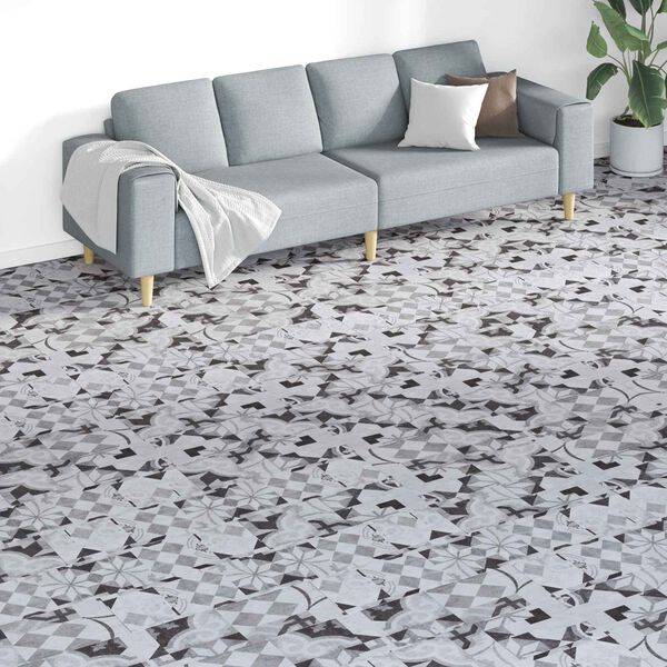 vidaXL Pranchas de Piso 18 pcs Cinzento 5,26 m&sup2; PVC