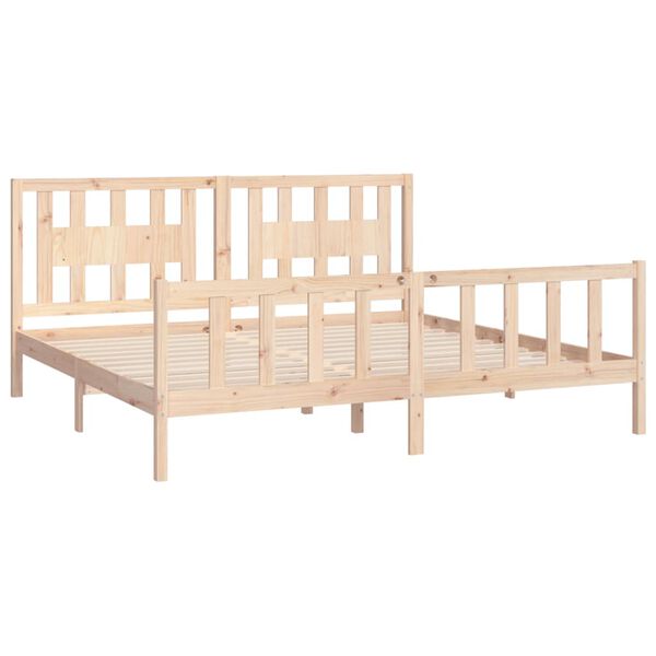 vidaXL Estrutura de cama com cabeceira 200x200 cm pinho maci&ccedil;o