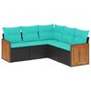 vidaXL Conjunto de sof&aacute; de jardim de 5 pe&ccedil;as com almofadas em rattan sint&eacute;tico preto