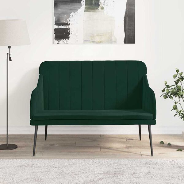 vidaXL Banco 110x76x80 cm veludo verde-escuro
