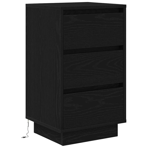 vidaXL Mesa de cabeceira com luzes LED 38x34x65 cm preto