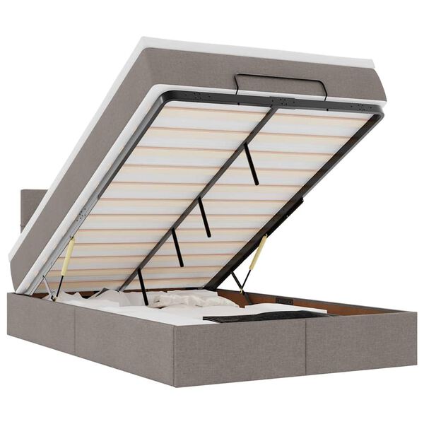 vidaXL Cama Otomana com colch&atilde;o & LEDs 120x190cm cinza-acastanhado