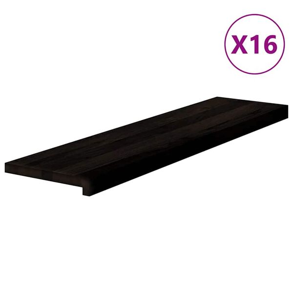 vidaXL Tapetes de escada 16 pcs 100x25x2 cm carvalho castanho escuro