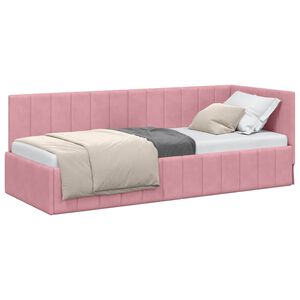 vidaXL Estrutura de Cama de Canto Rosa 80 cm x 200 cm Veludo