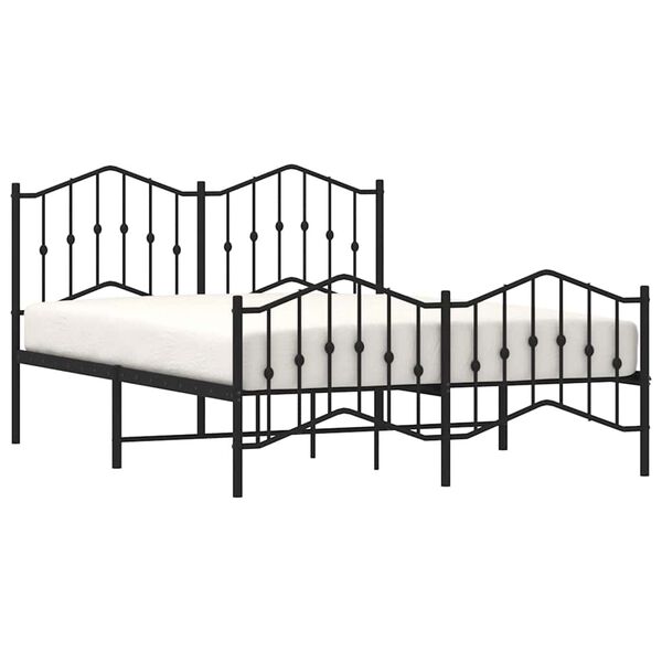 vidaXL Estrutura de cama com cabeceira e p&eacute;s 140x200 cm metal preto