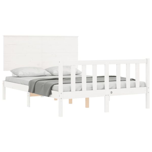 vidaXL Cama sem colchão 140x190 cm madeira de pinho maciça branco