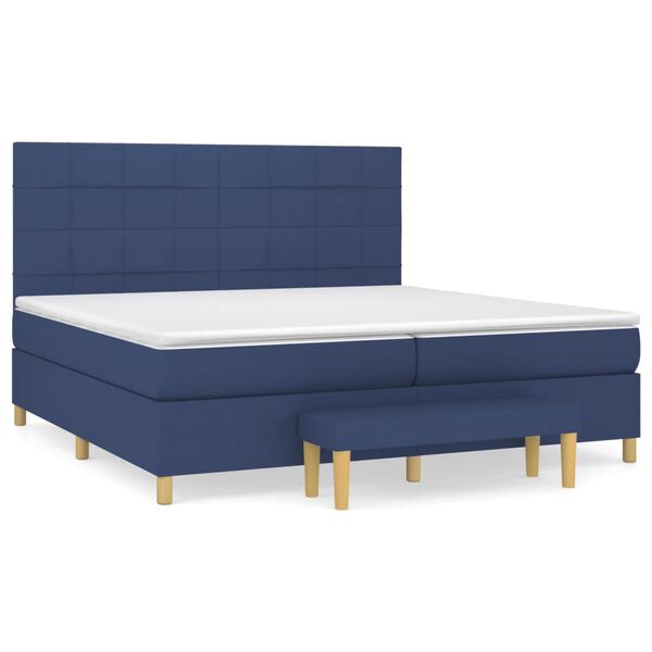 vidaXL Cama com molas/colch&atilde;o 200x200 cm tecido azul