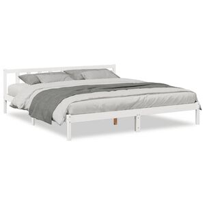 vidaXL Cama extra longa sem colch&atilde;o 180x210 cm pinho maci&ccedil;o branco
