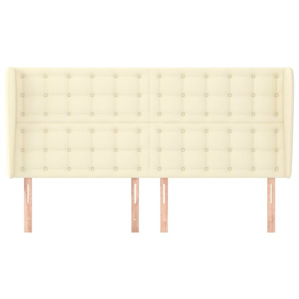 vidaXL Cabeceira cama c/ abas couro artificial 163x23x118/128 cm creme