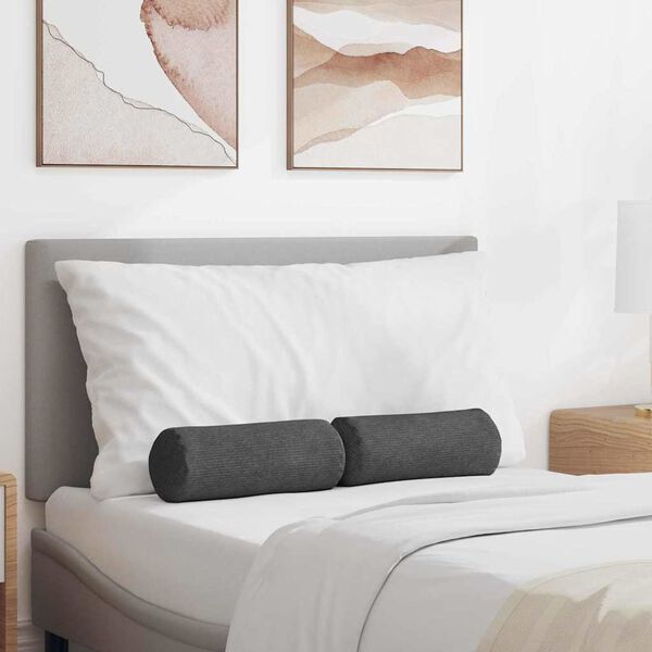 vidaXL Almofadas de Apoio 2 pcs Cinza Escuro &Oslash; 15 x 40 cm