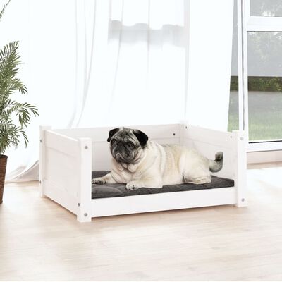 vidaXL Cama para cães 65,5x50,5x28 cm madeira de pinho maciça branco