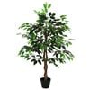 vidaXL Planta Ficus Artificial Verde 90 x 16 x 110 cm Tecido e Madeira