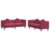 vidaXL 2 pcs conjunto de sof&aacute;s com almofadas veludo vermelho-tinto