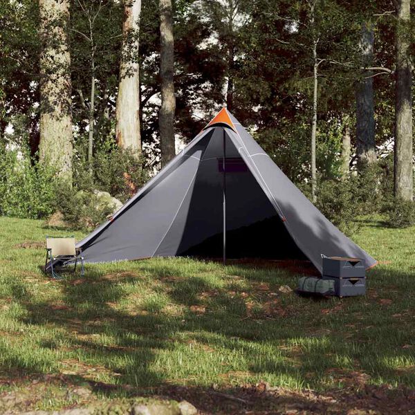 vidaXL Tenda familiar tipi para 7 pessoas impermeável cinza/laranja