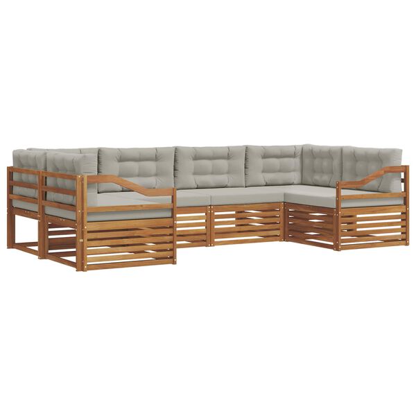 vidaXL Conjuntos de sof&aacute;s com almofada 6 pcs Cinza Natural e Claro