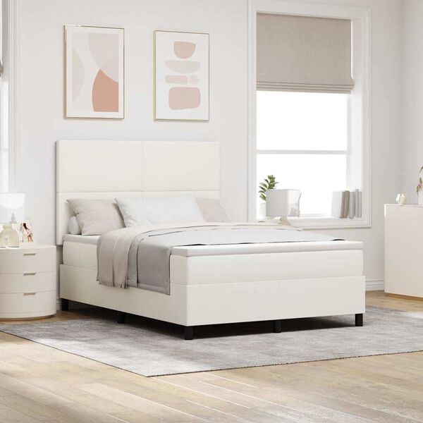 vidaXL Cama Box Manual Creme e Branco 203 x 144 x 128 cm