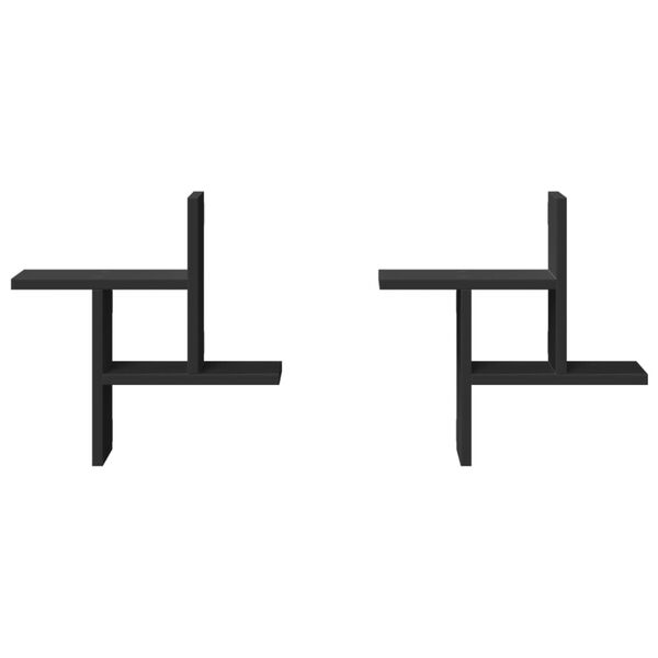 vidaXL Prateleiras de parede 2 pcs 38x12x38 cm deriv. de madeira preto