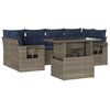 vidaXL Conjunto de sof&aacute; de jardim com 7 pe&ccedil;as e almofadas em rattan sint&eacute;tico cinza