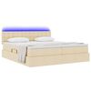 vidaXL Cama com luzes de tira LED Creme 180 x 200 cm tecido