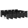vidaXL 11 pcs conjunto de jantar p/ jardim c/ almofad&otilde;es vime PE preto