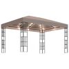 vidaXL Gazebo com cord&otilde;es de luzes LED 4x3 m cinza-acastanhado