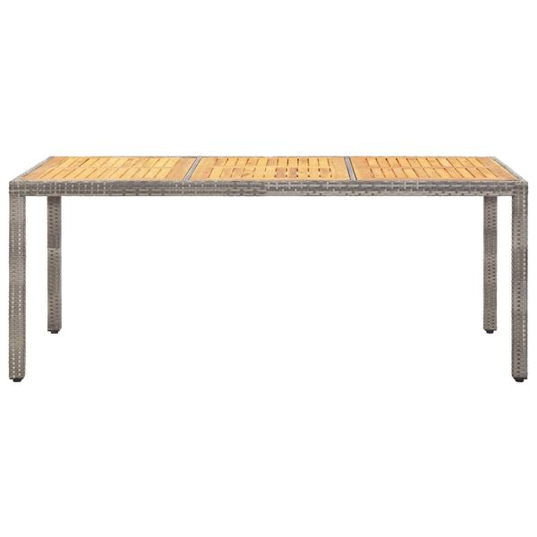 vidaXL Mesa de jardim 190x90x75 cm vime PE e acácia maciça cinzento
