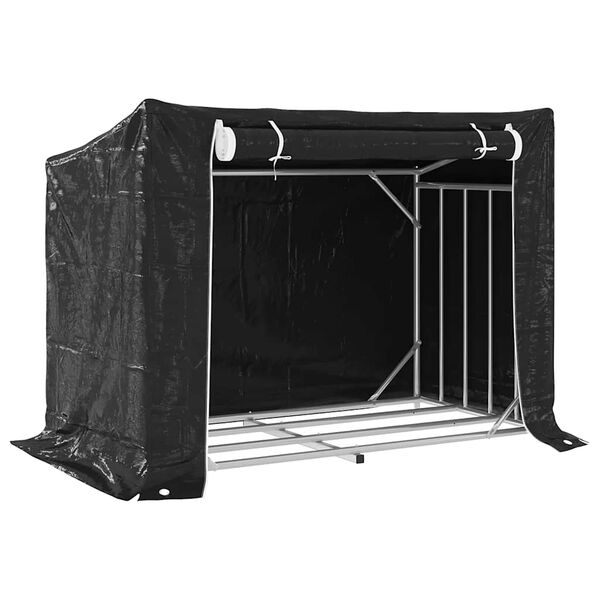 vidaXL Rack de lenha tampa de chuva 151x80,5x110,5 cm a&ccedil;o galvanizado
